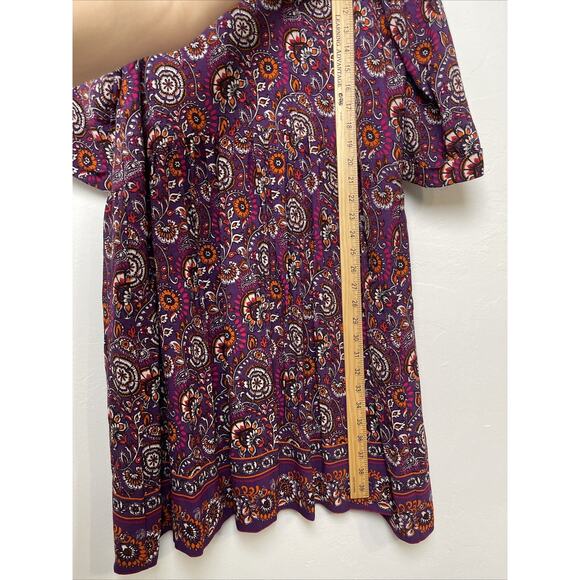 Garnet Hill Purple Floral Paisley Bohemian Pocket Detail Ladies Career Dress 14 - Picture 6 of 10
